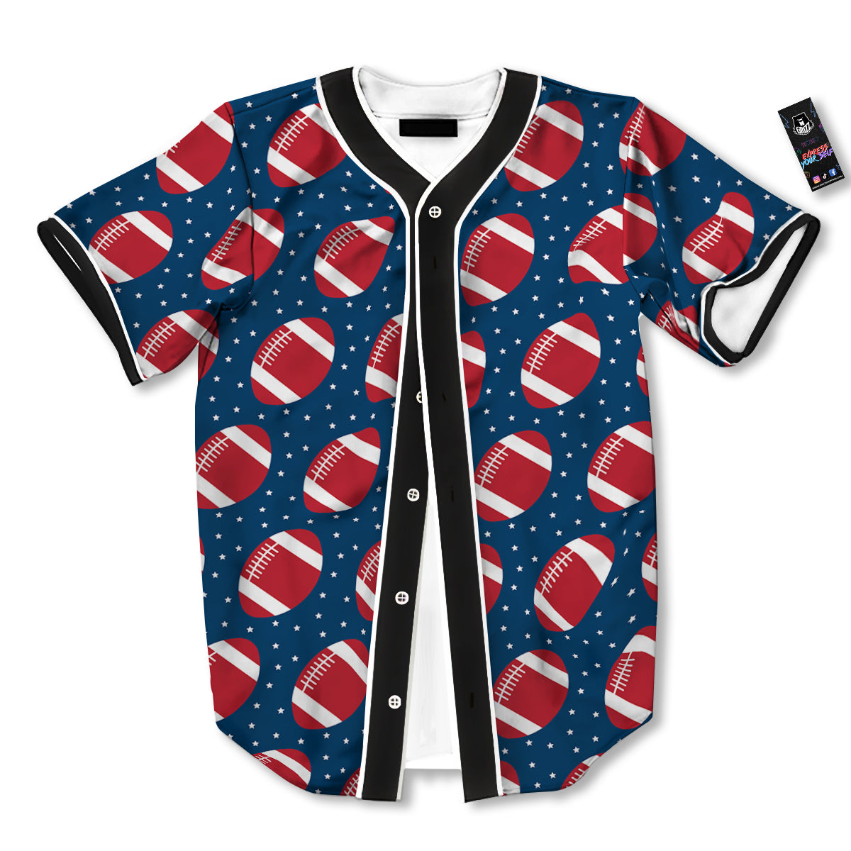 American Football Ball Print Pattern Baseball Jersey-grizzshop