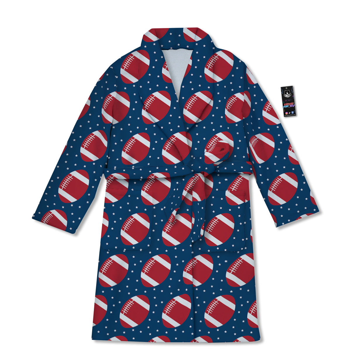 American Football Ball Print Pattern Bathrobe-grizzshop