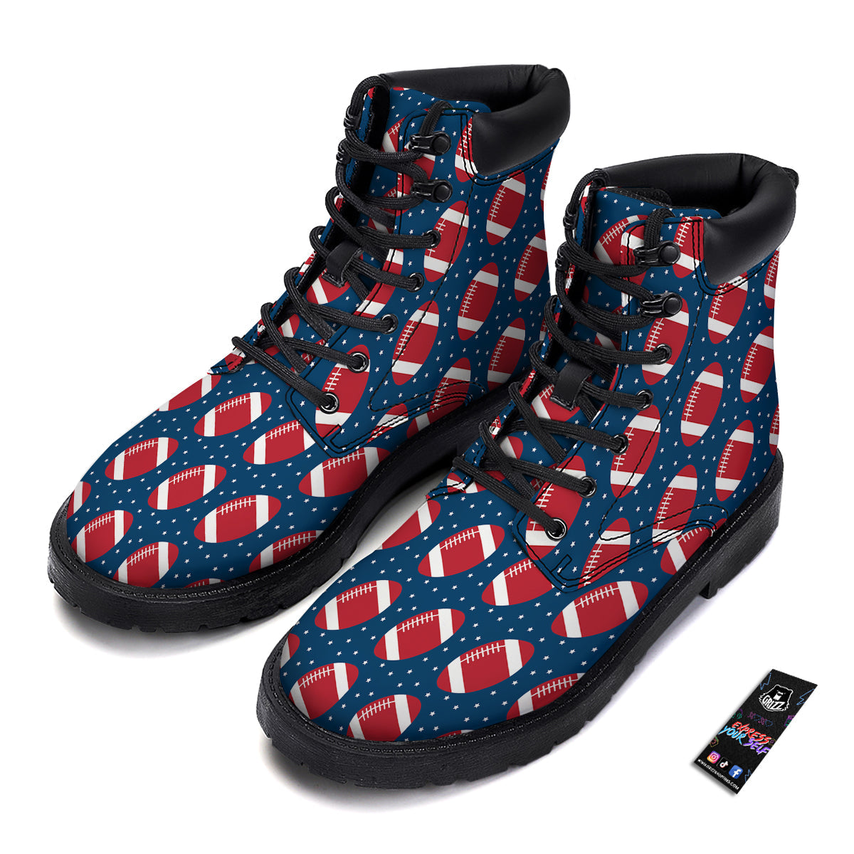 American Football Ball Print Pattern Boots-grizzshop