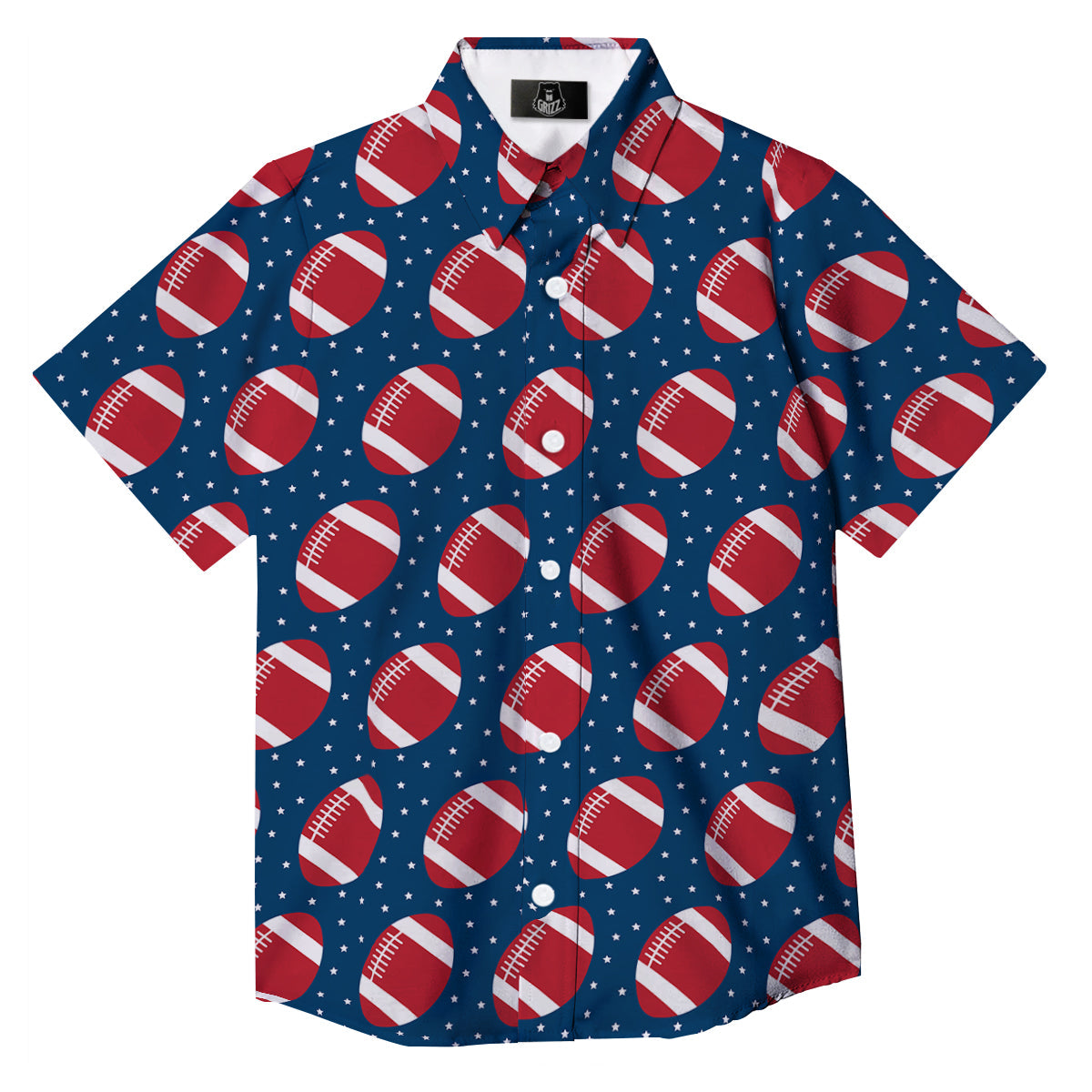American Football Ball Print Pattern Button Up Shirt-grizzshop