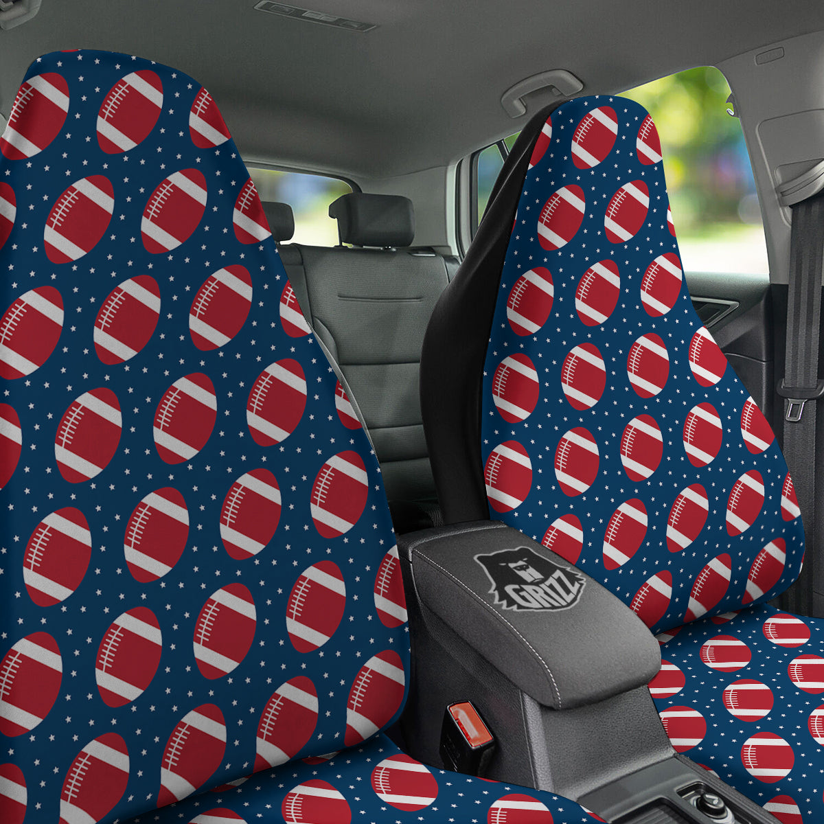 American Football Ball Print Pattern Car Seat Covers-grizzshop