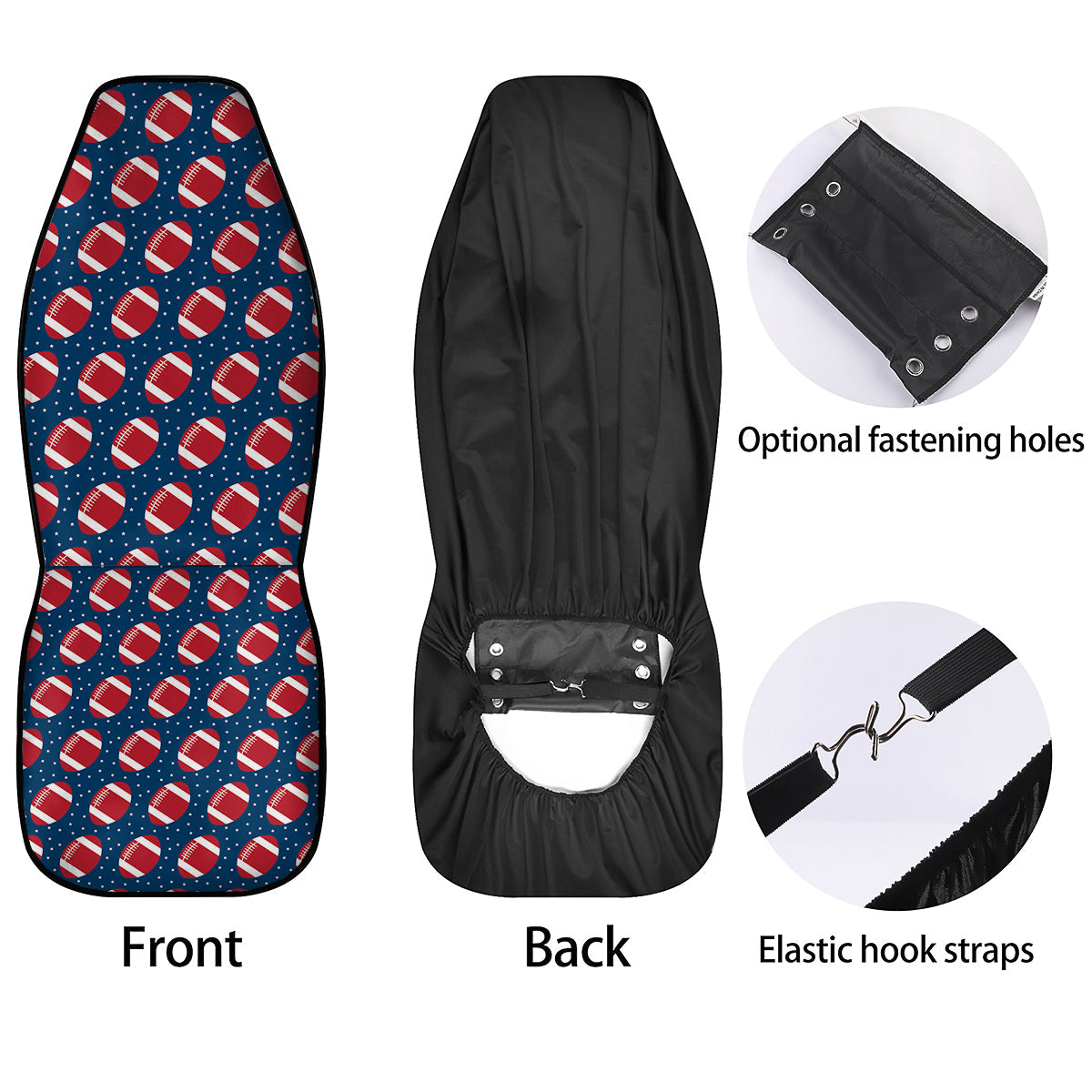 American Football Ball Print Pattern Car Seat Covers-grizzshop
