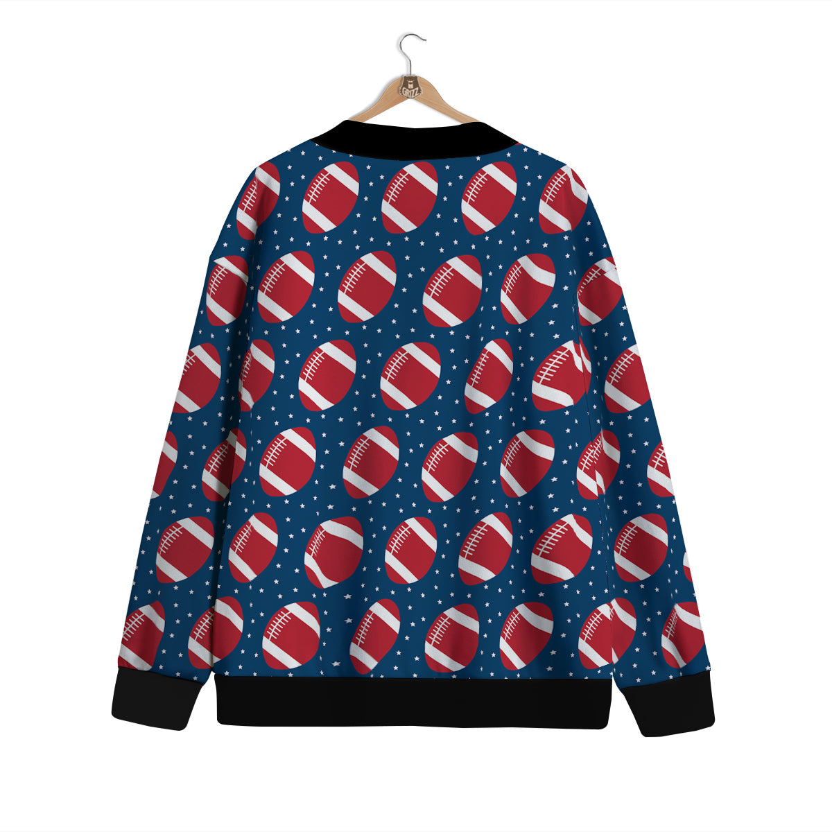 American Football Ball Print Pattern Cardigan-grizzshop