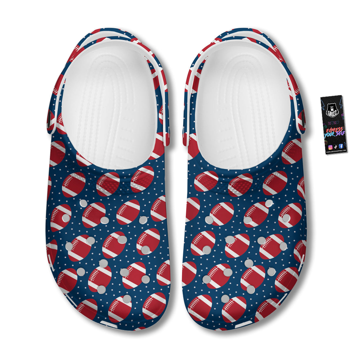 American Football Ball Print Pattern Clog-grizzshop