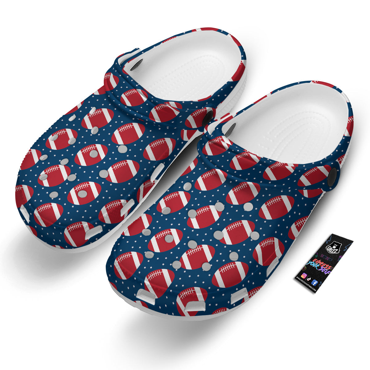 American Football Ball Print Pattern Clog-grizzshop