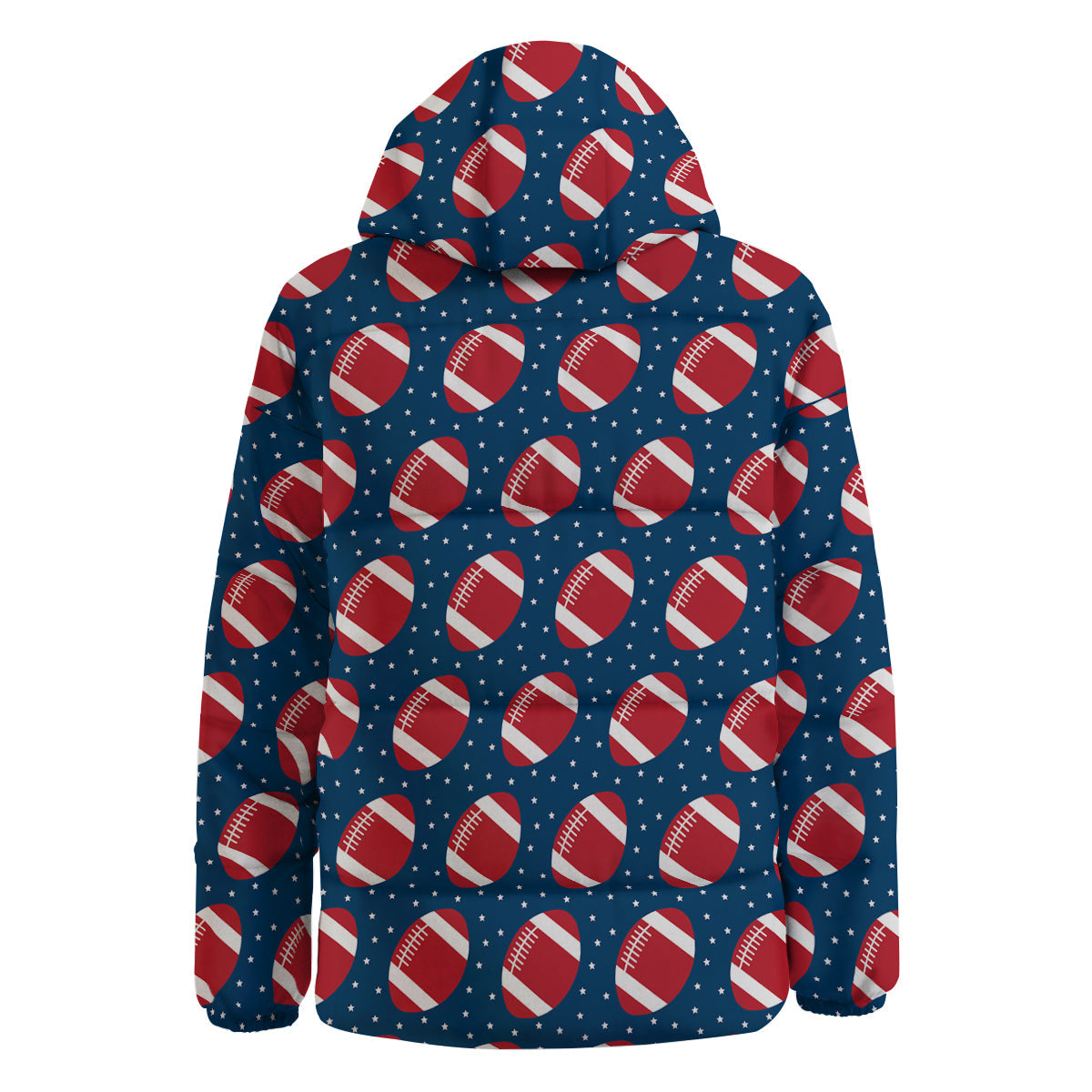 American Football Ball Print Pattern Down Jacket-grizzshop