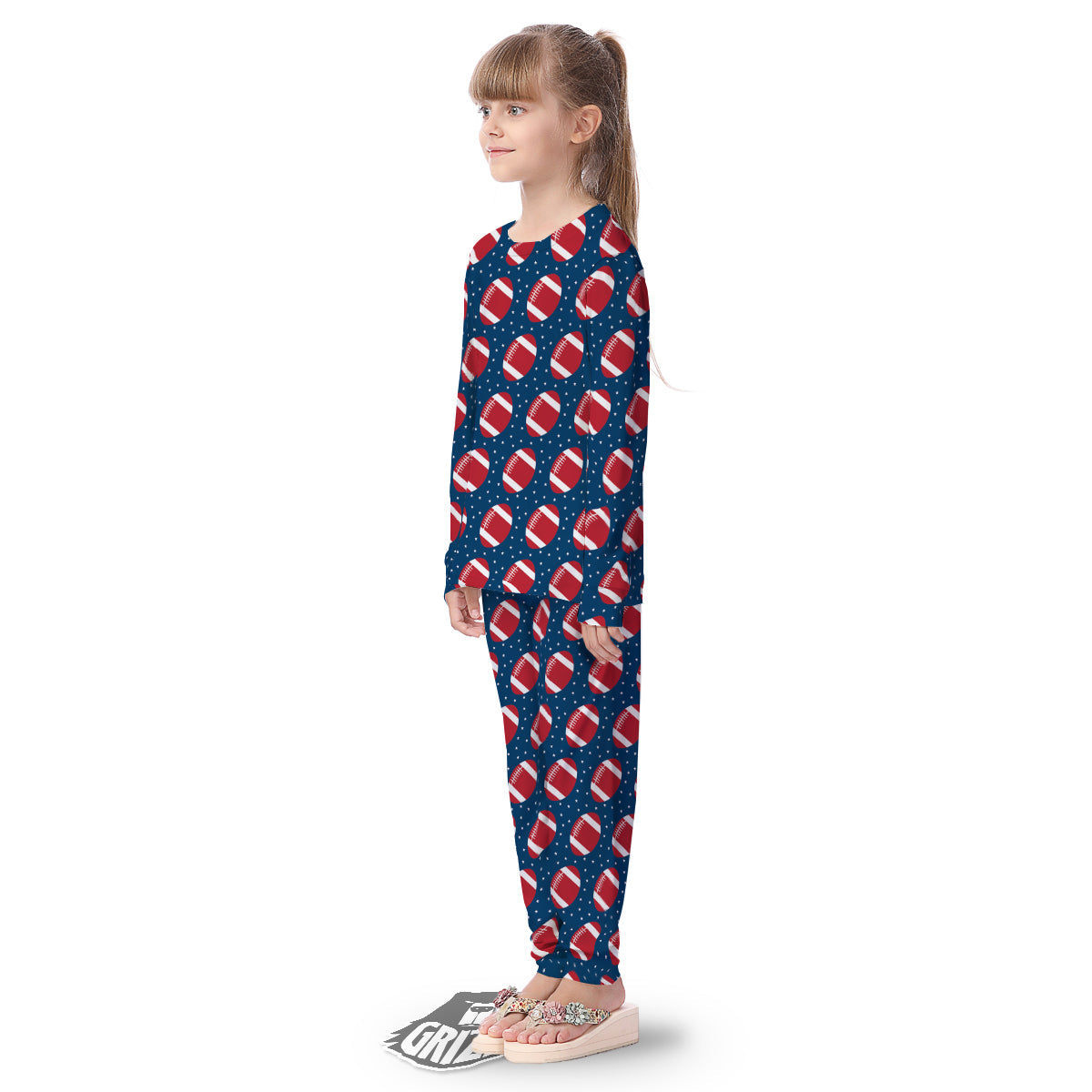 American Football Ball Print Pattern Kid's Pajamas-grizzshop