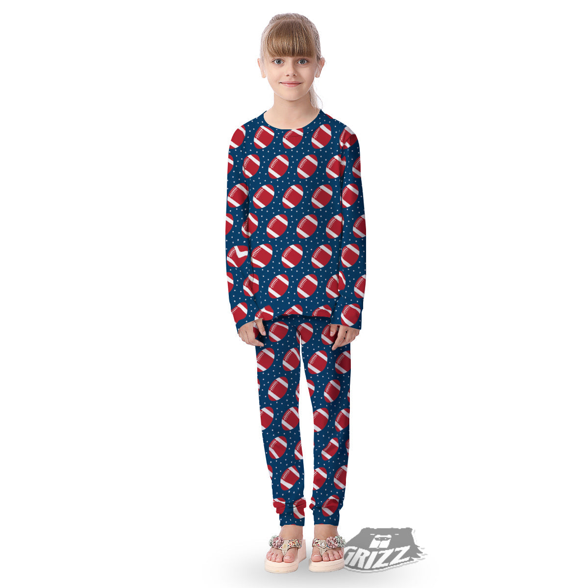 American Football Ball Print Pattern Kid's Pajamas-grizzshop