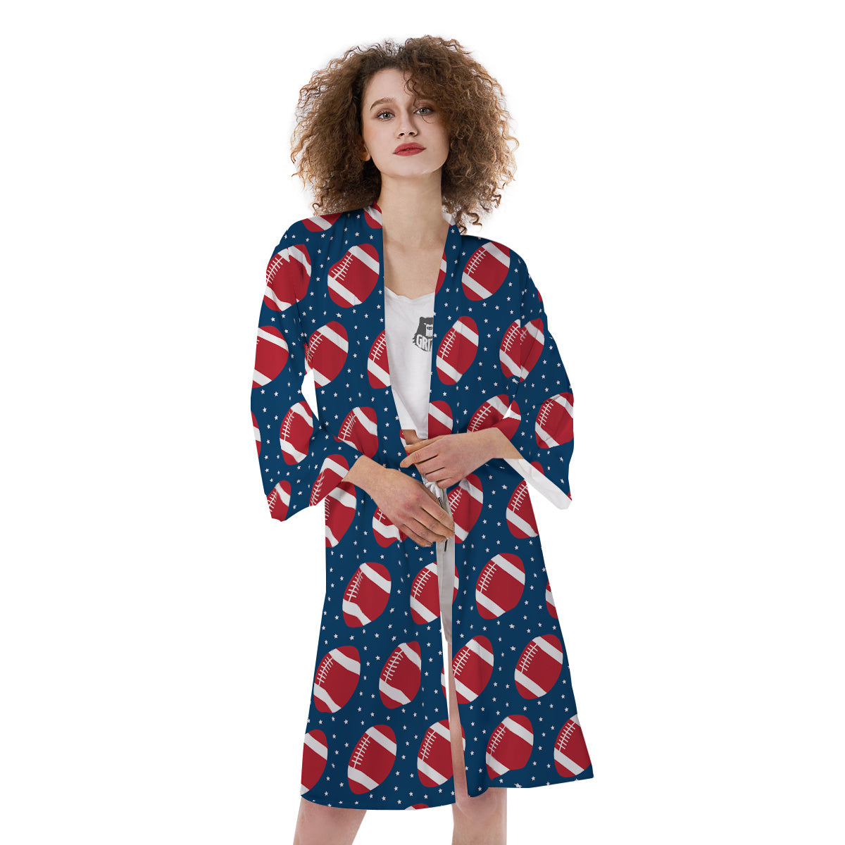 American Football Ball Print Pattern Kimono-grizzshop
