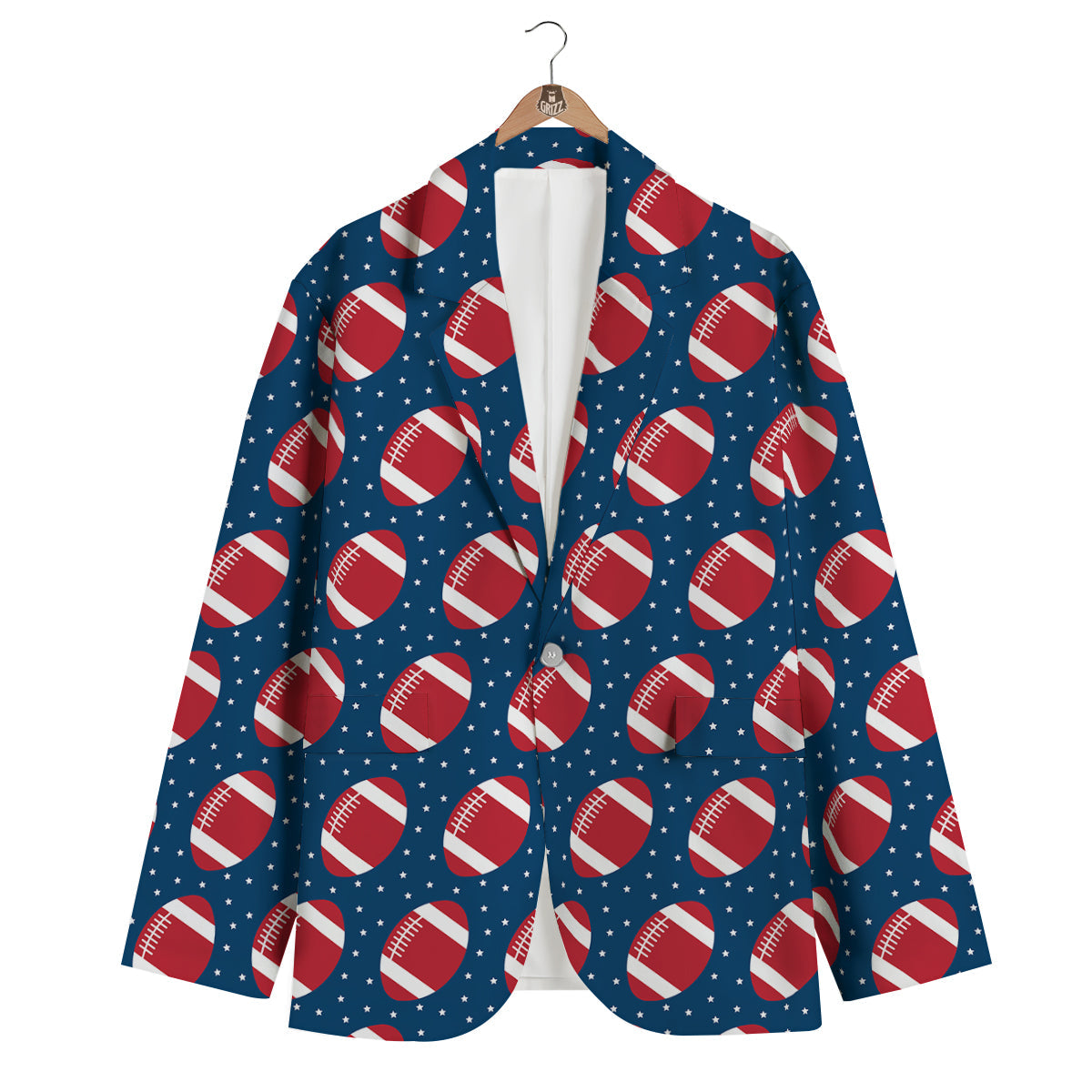 American Football Ball Print Pattern Men's Blazer-grizzshop