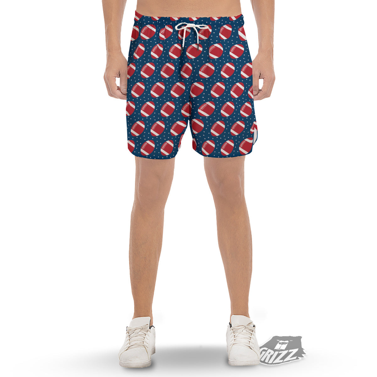 American Football Ball Print Pattern Men's Gym Shorts-grizzshop