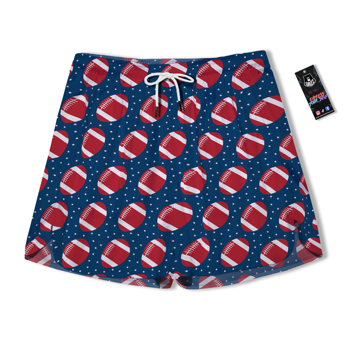 American Football Ball Print Pattern Men's Running Shorts-grizzshop