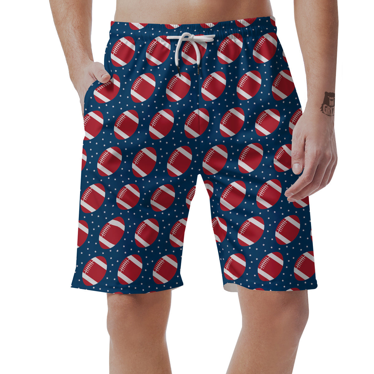 American Football Ball Print Pattern Men's Shorts-grizzshop