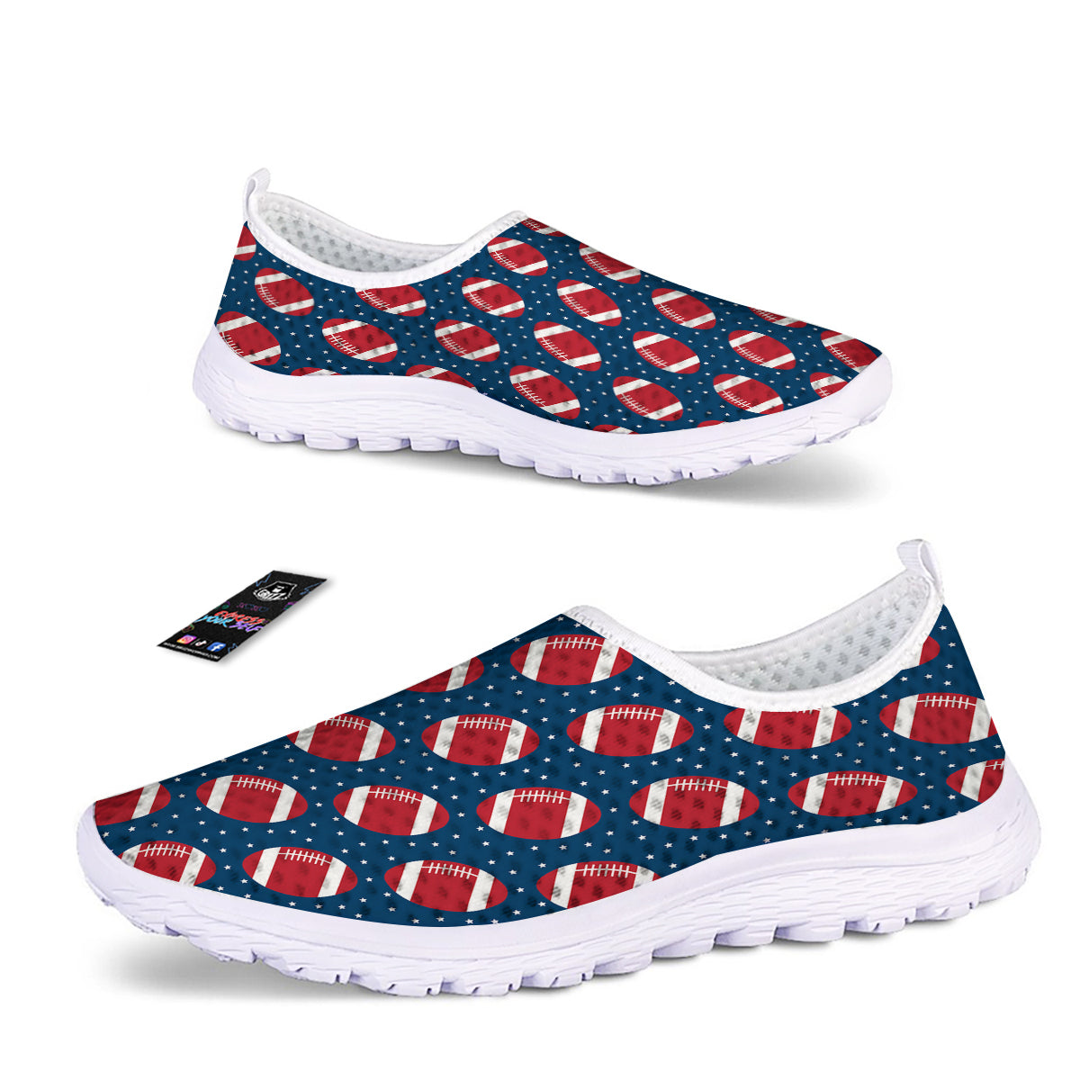 American Football Ball Print Pattern Nurse Shoes-grizzshop