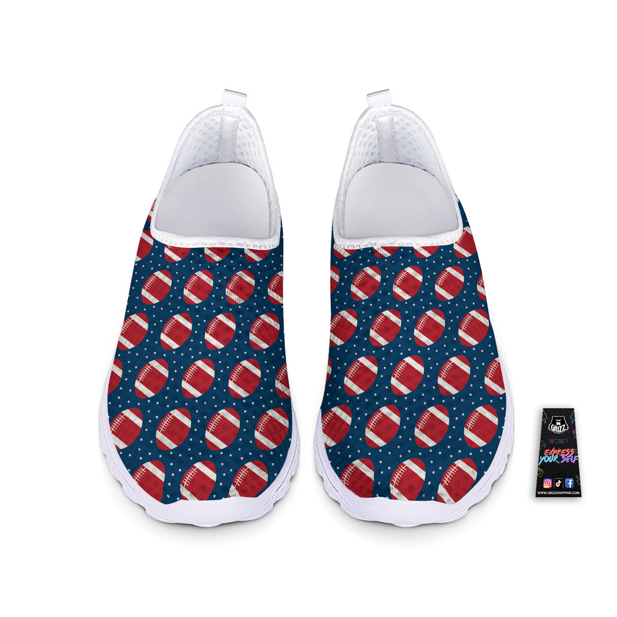 American Football Ball Print Pattern Nurse Shoes-grizzshop
