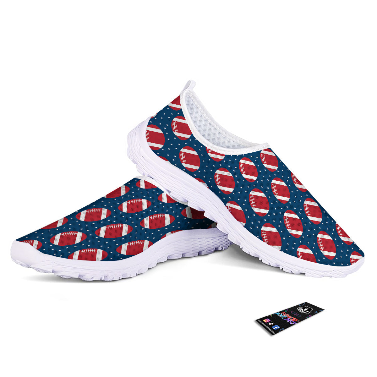 American Football Ball Print Pattern Nurse Shoes-grizzshop