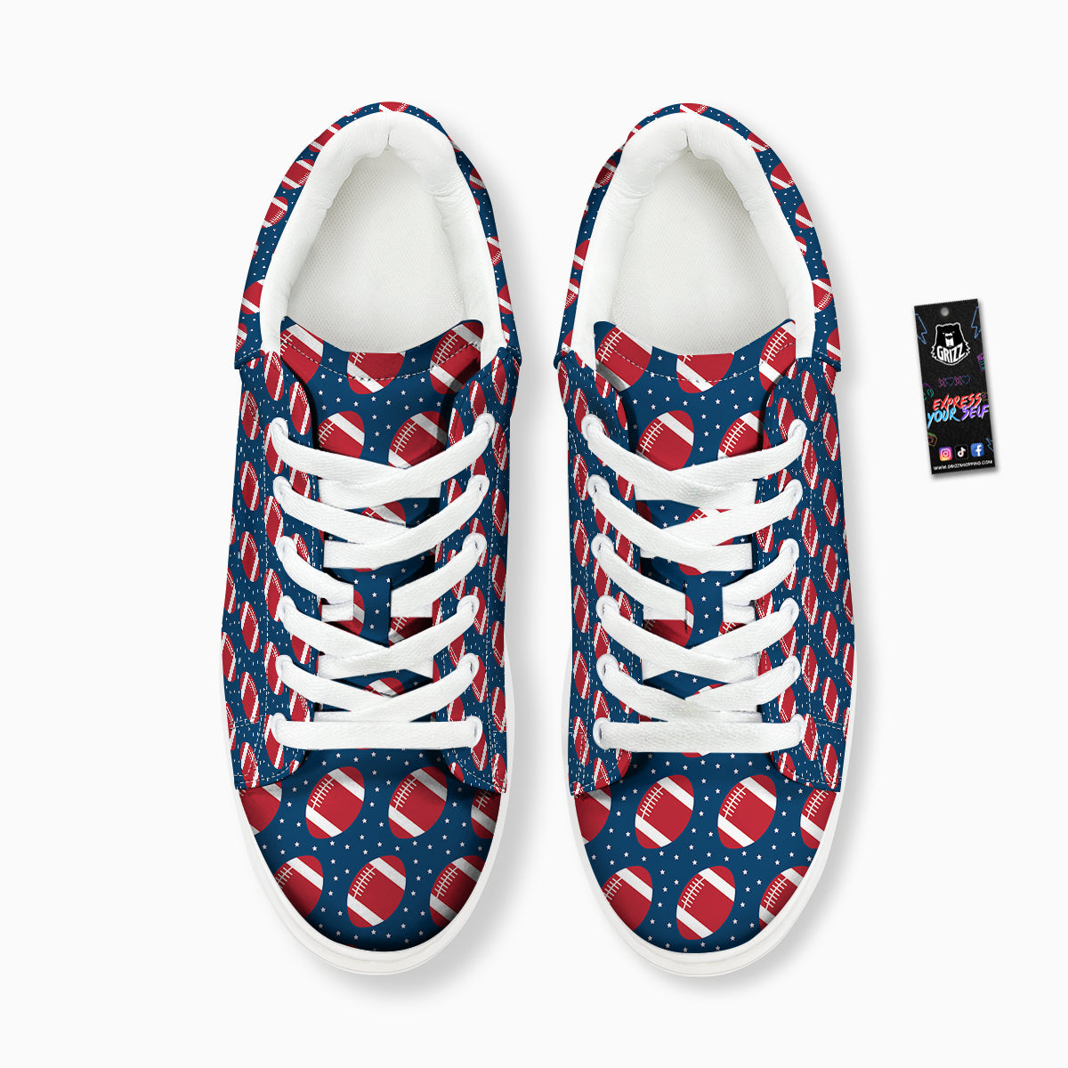 American Football Ball Print Pattern Platform Shoes-grizzshop