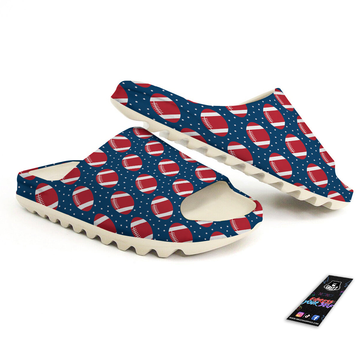American Football Ball Print Pattern Sandals-grizzshop