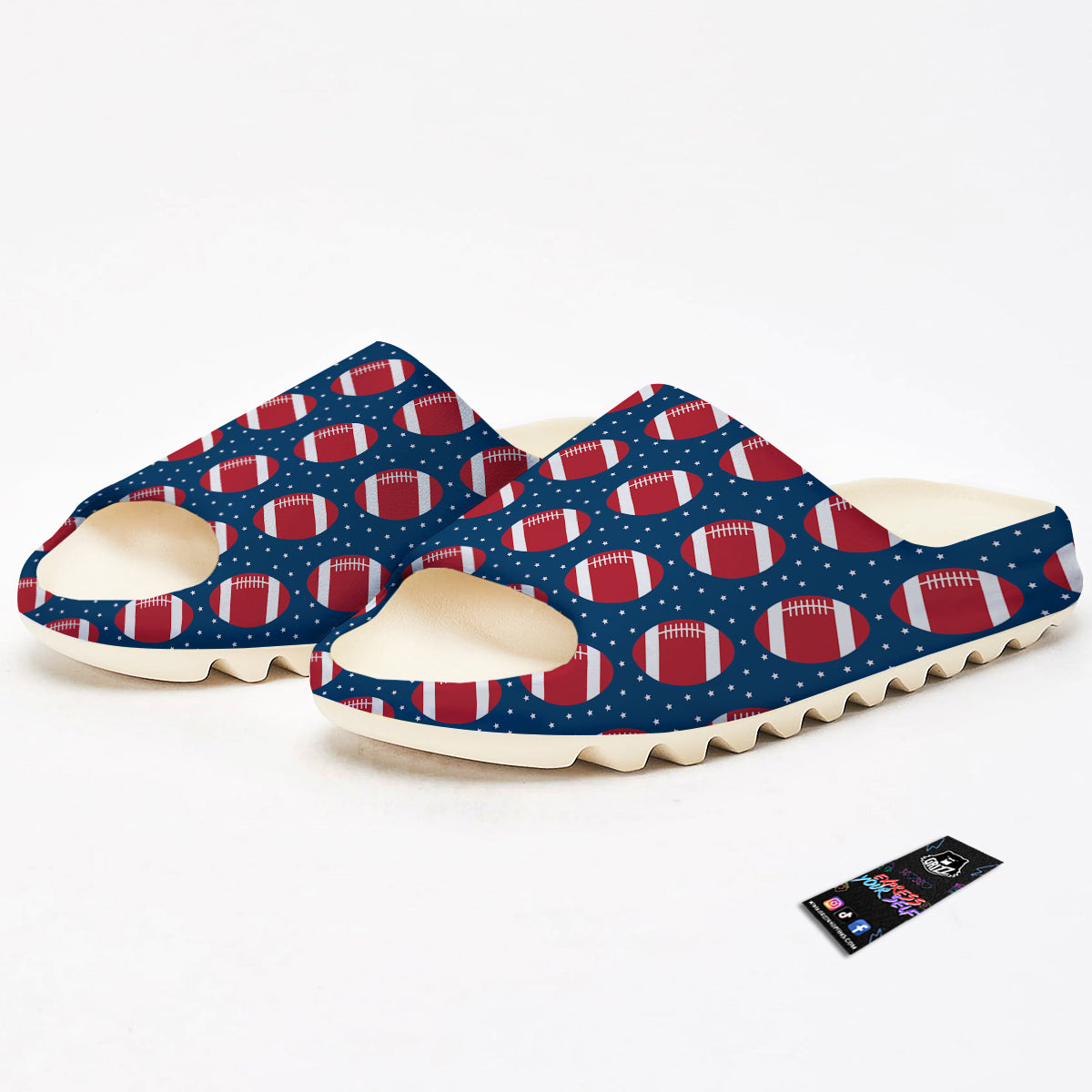American Football Ball Print Pattern Sandals-grizzshop