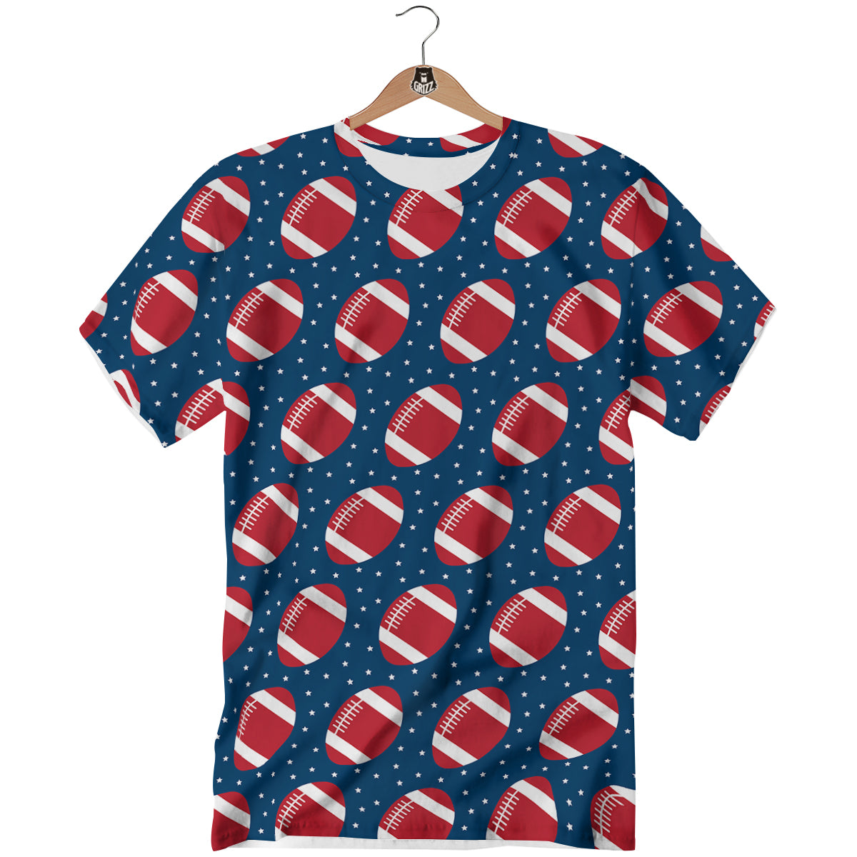 American Football Ball Print Pattern T-Shirt-grizzshop
