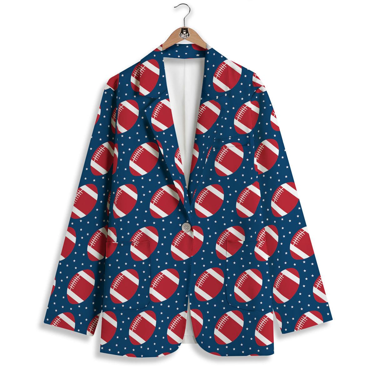 American Football Ball Print Pattern Women's Blazer-grizzshop
