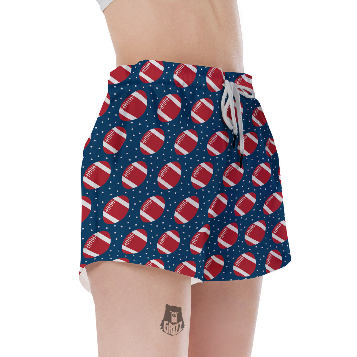 American Football Ball Print Pattern Women's Shorts-grizzshop
