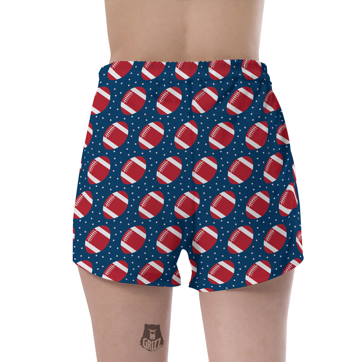 American Football Ball Print Pattern Women's Shorts-grizzshop