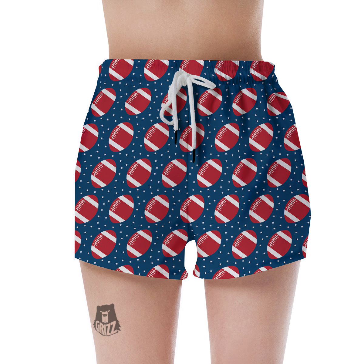 American Football Ball Print Pattern Women's Shorts-grizzshop