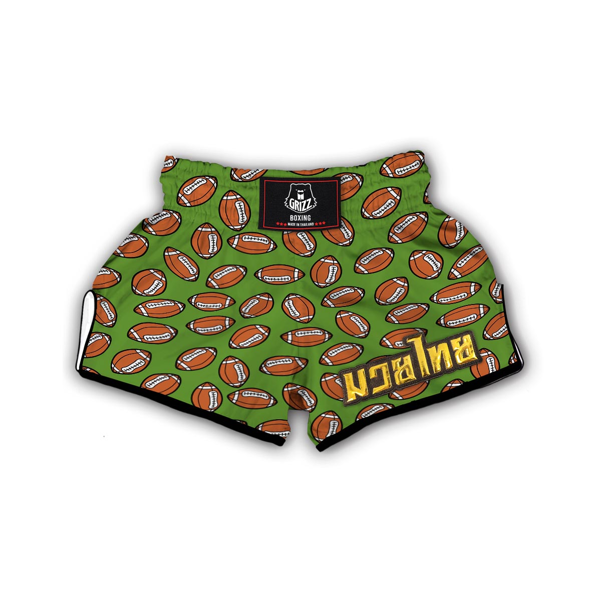American Football Green Print Pattern Muay Thai Boxing Shorts-grizzshop