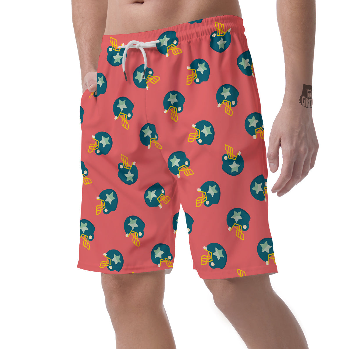 American Football Pattern Print Men's Shorts-grizzshop
