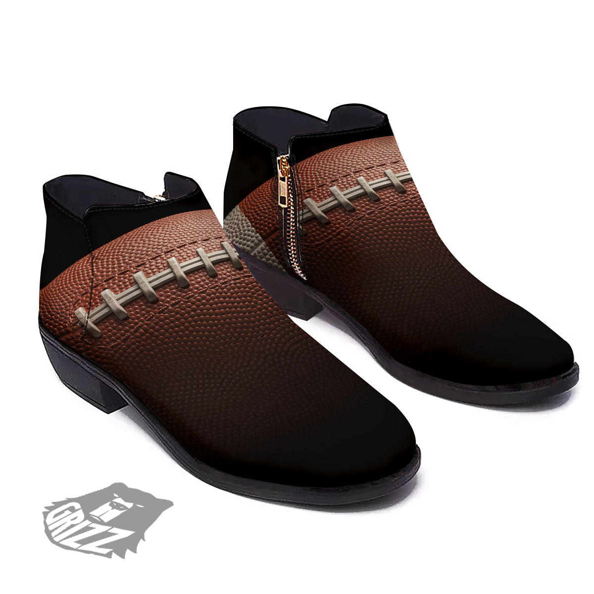 American Football Print Ball Ankle Boots-grizzshop