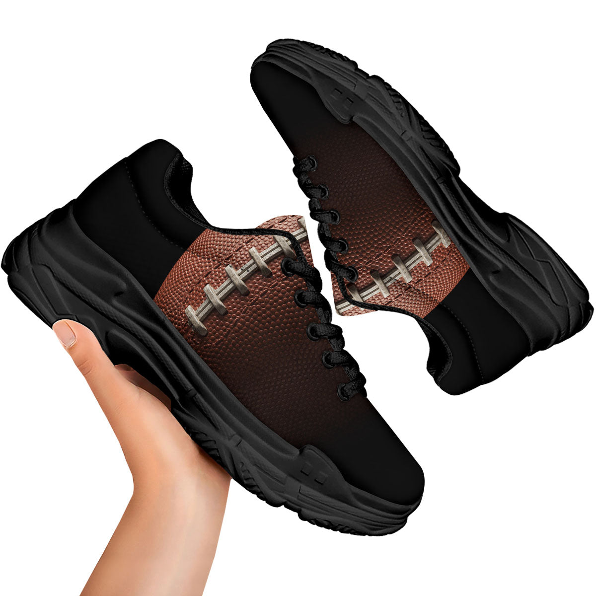 American Football Print Ball Black Chunky Shoes-grizzshop