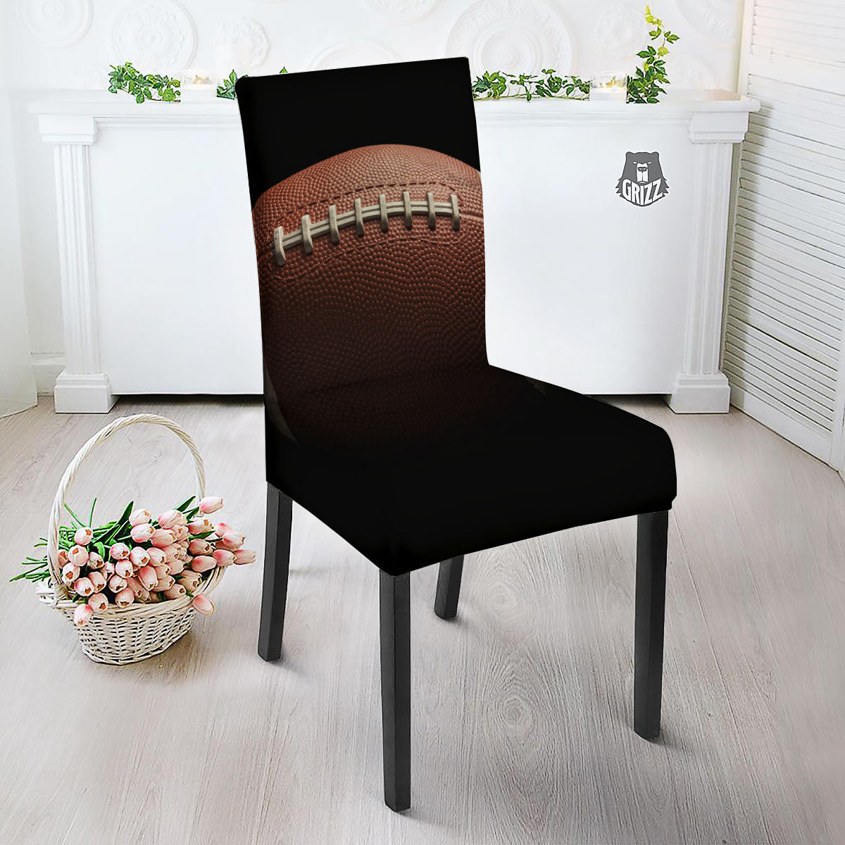 American Football Print Ball Dining Chair Slipcover-grizzshop