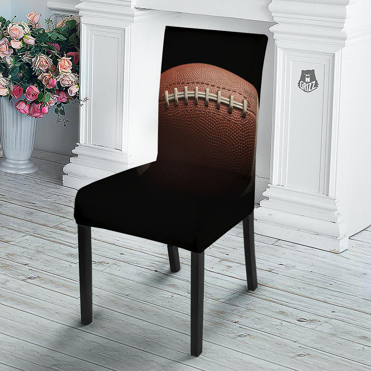 American Football Print Ball Dining Chair Slipcover-grizzshop