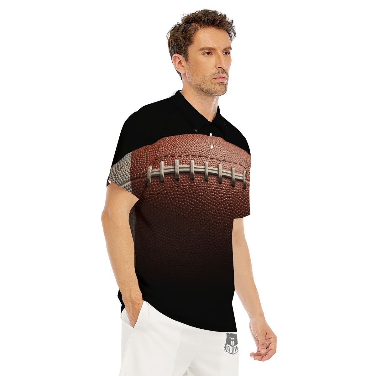 American Football Print Ball Men's Golf Shirts-grizzshop