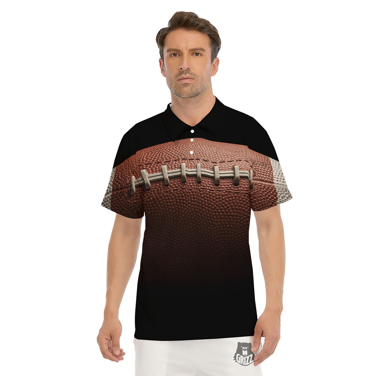 American Football Print Ball Men's Golf Shirts-grizzshop