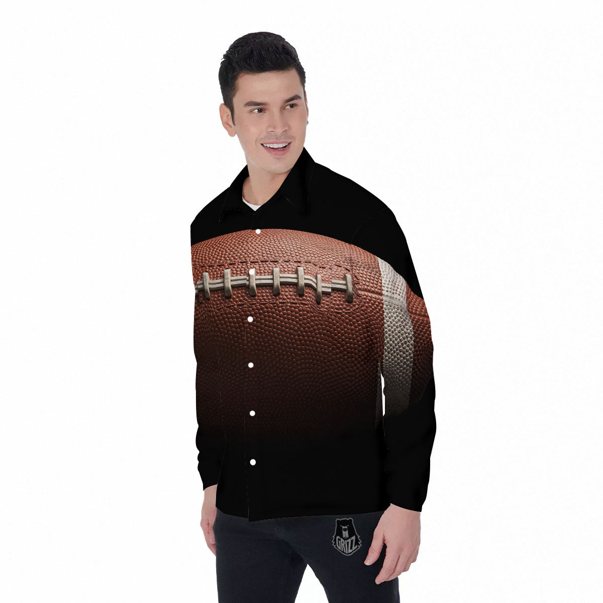 American Football Print Ball Men's Long Sleeve Shirts-grizzshop