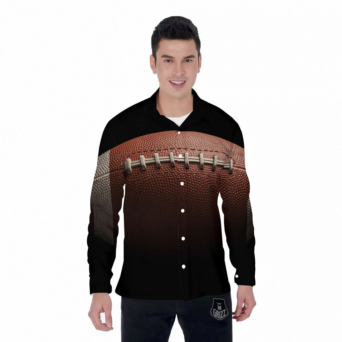American Football Print Ball Men's Long Sleeve Shirts-grizzshop