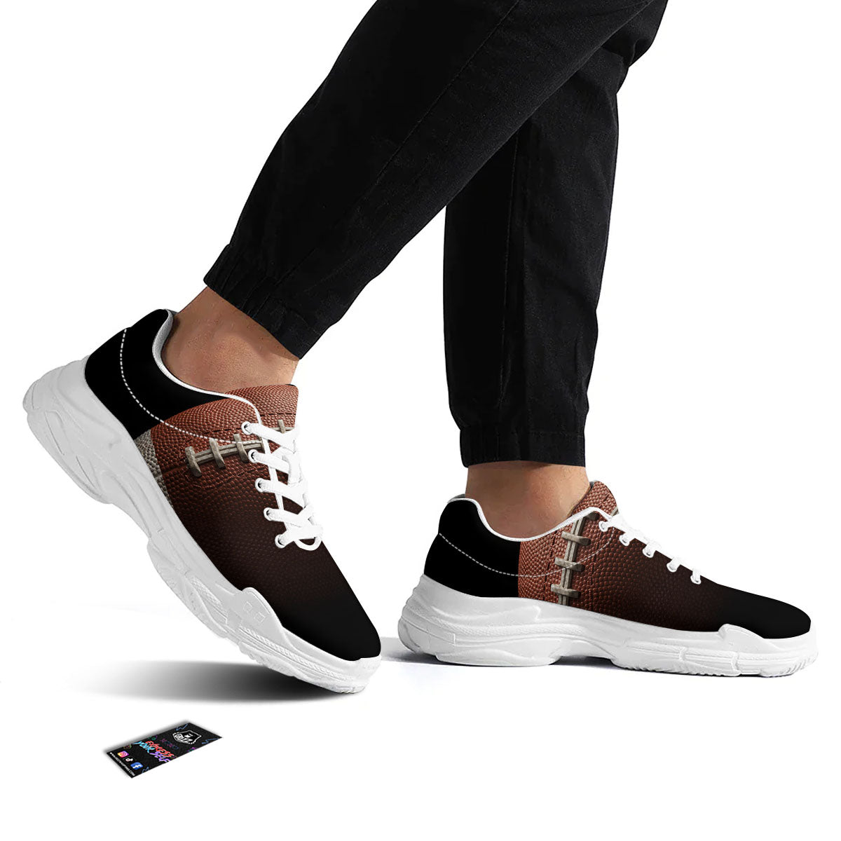 American Football Print Ball White Chunky Shoes-grizzshop