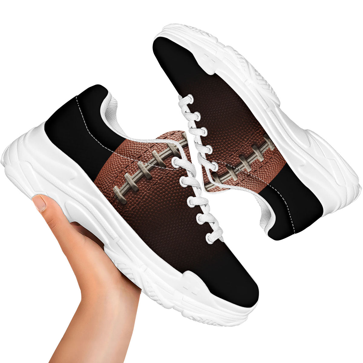 American Football Print Ball White Chunky Shoes-grizzshop