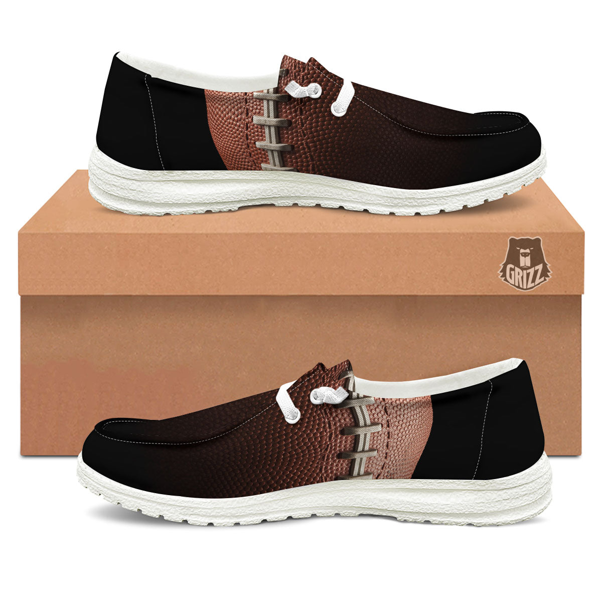 American Football Print Ball White Loafers-grizzshop