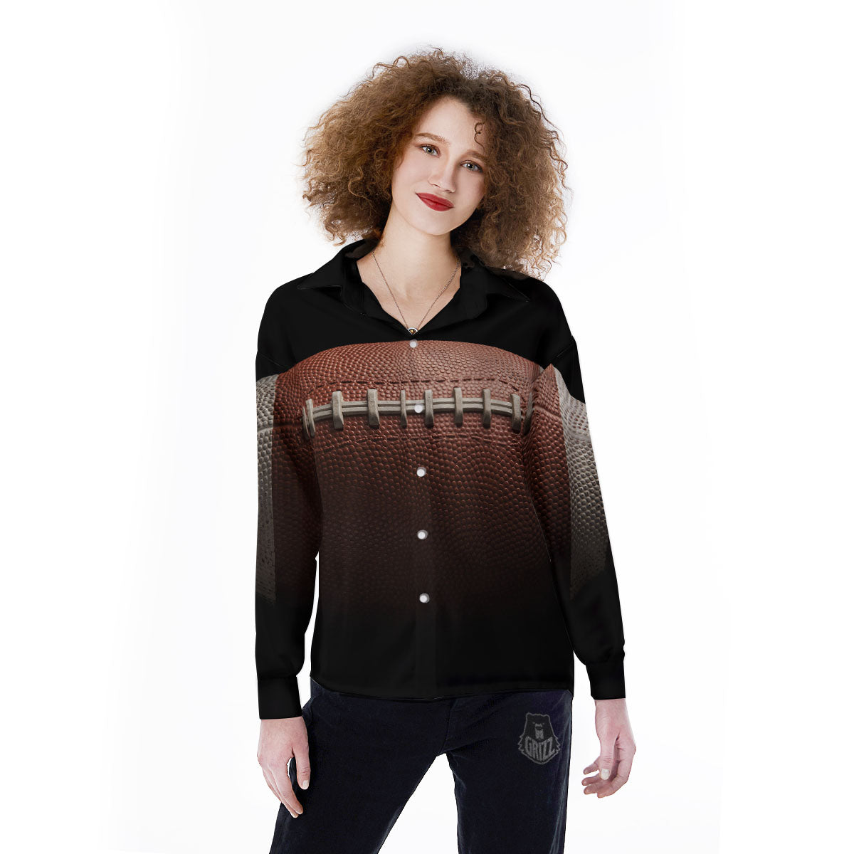 American Football Print Ball Women's Long Sleeve Shirts-grizzshop