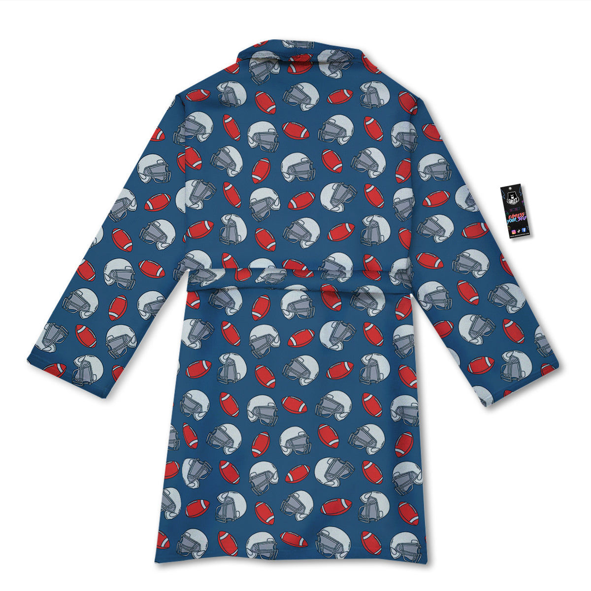 American Football Print Pattern Bathrobe-grizzshop