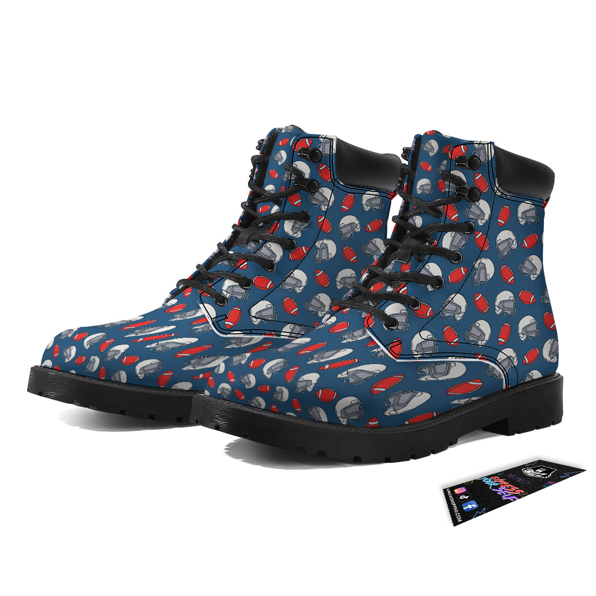 American Football Print Pattern Boots-grizzshop