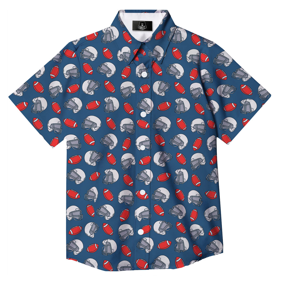 American Football Print Pattern Button Up Shirt-grizzshop