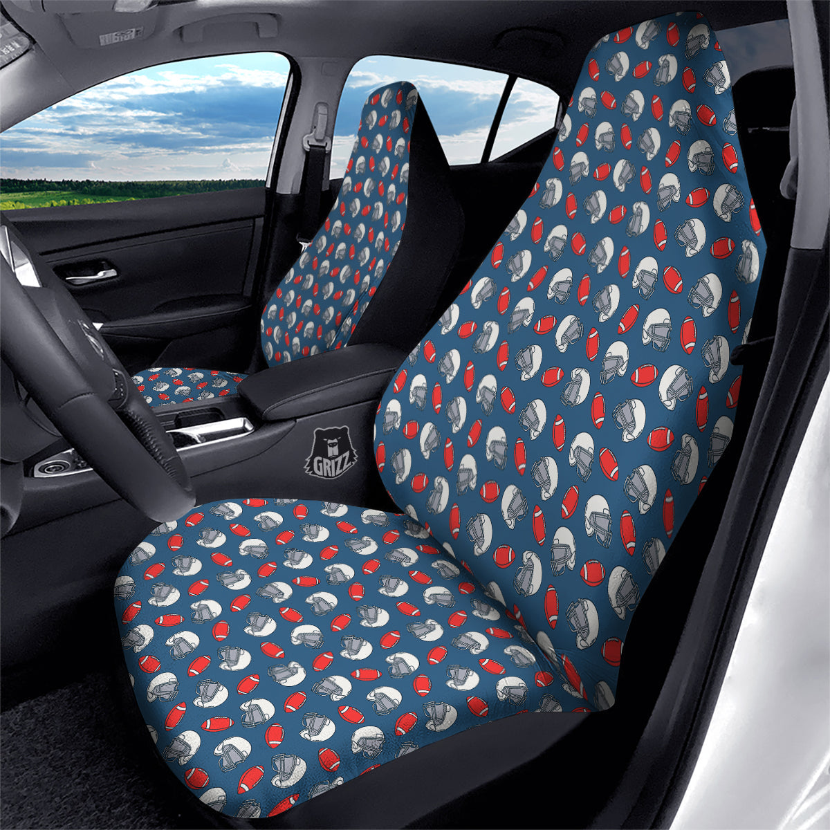 American Football Print Pattern Car Seat Covers-grizzshop