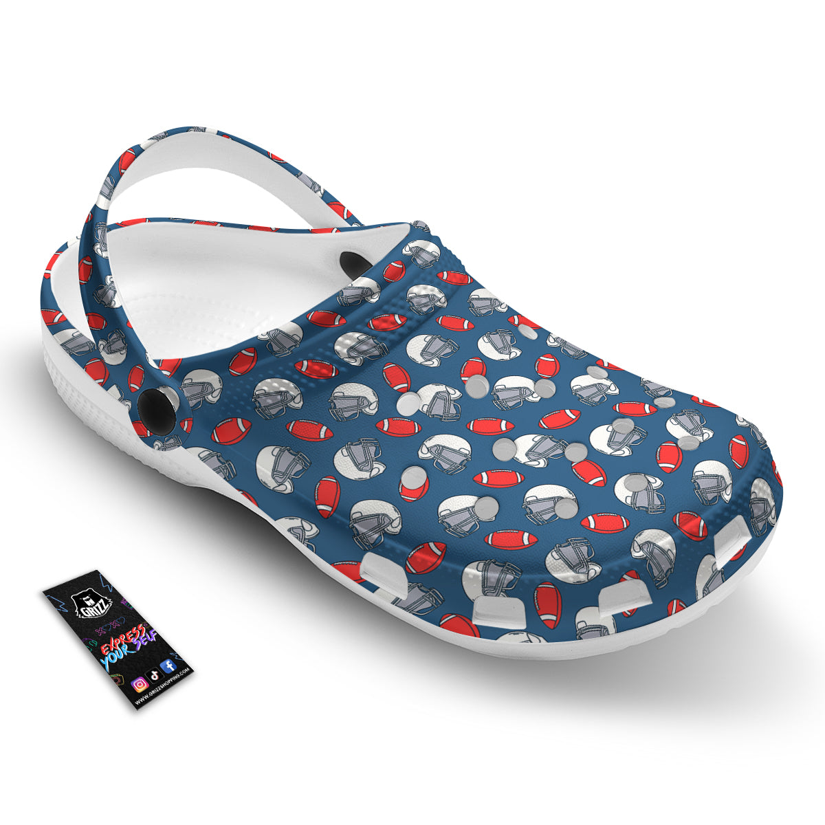 American Football Print Pattern Clog-grizzshop