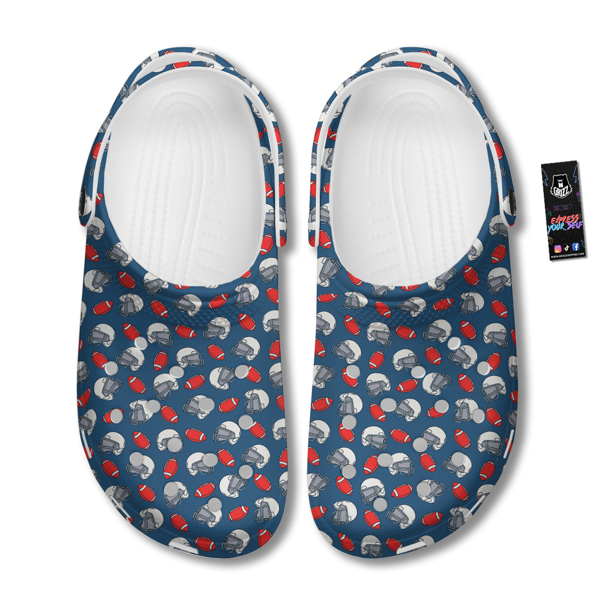 American Football Print Pattern Clog-grizzshop