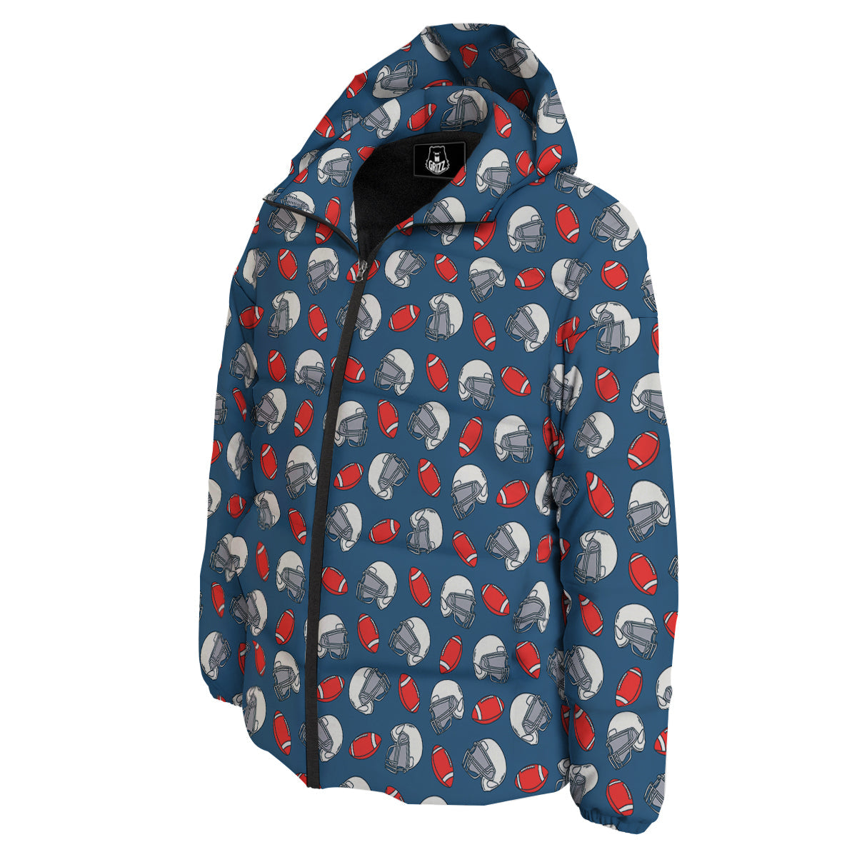 American Football Print Pattern Down Jacket-grizzshop