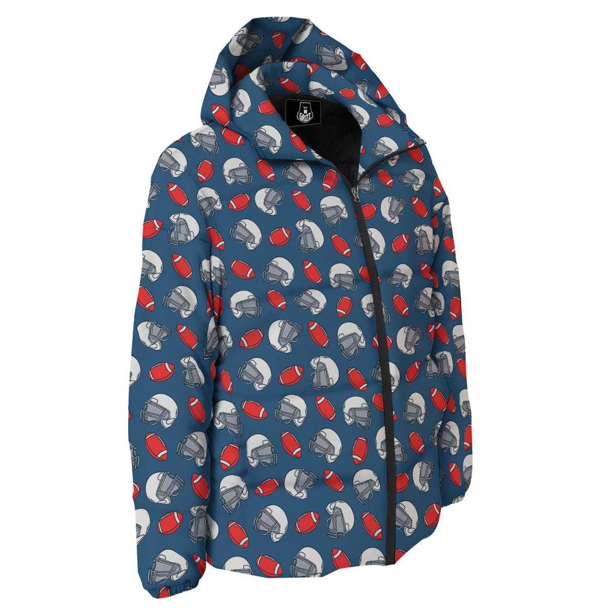 American Football Print Pattern Down Jacket-grizzshop